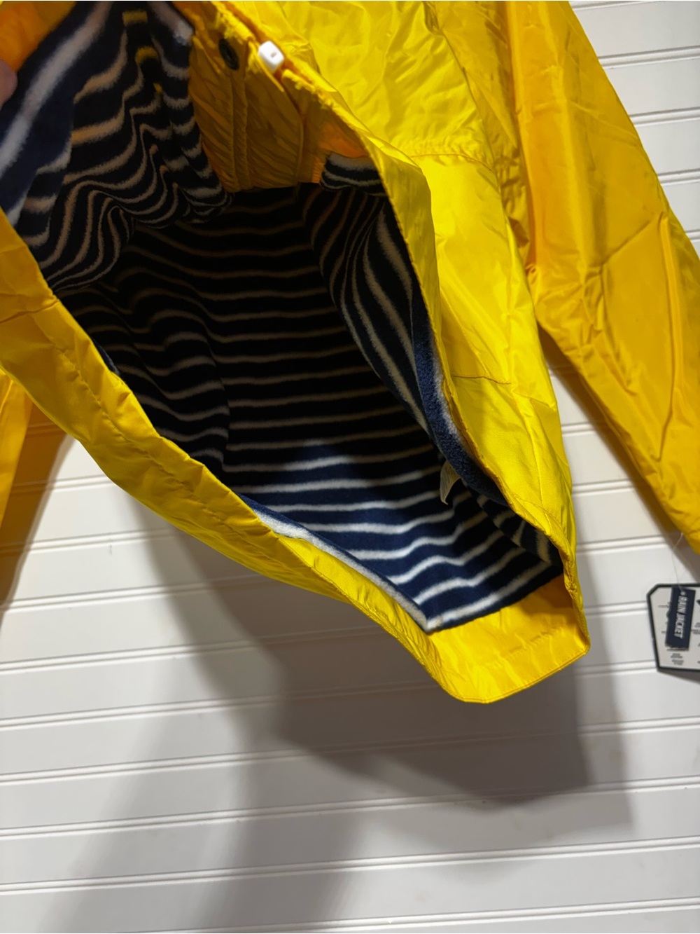 Oshkosh b’gosh yellow hooded rain coat size 14 fleece lined kids windbreaker - Picture 4 of 8